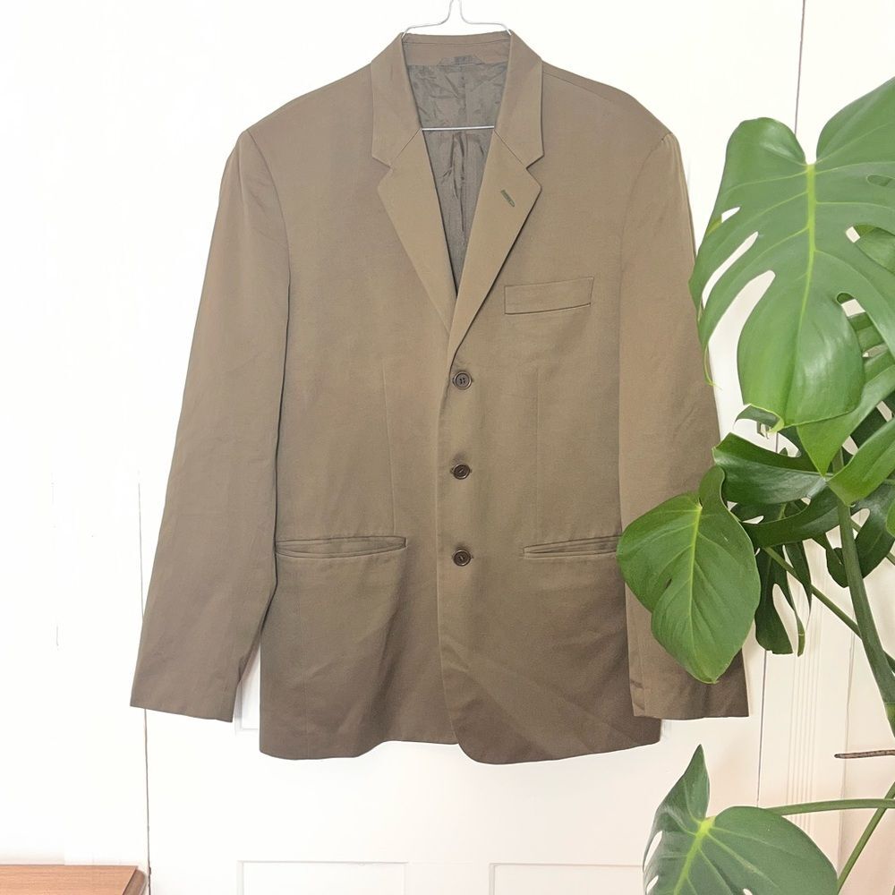 Helmut Lang Tailored Blazer Jacket Olive Brown Cotton Italy Minimalist 52
